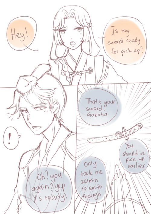 sheryu: Short comic about my saniwa and Mr. Smith from Touken Ranbu [Apparently Mr. Smith just want 