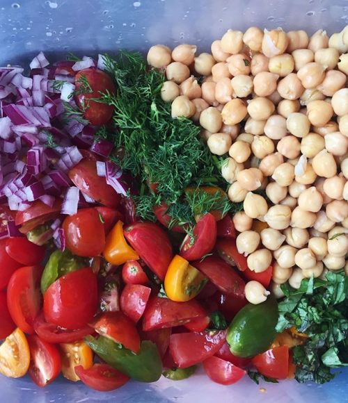 a vaguely mediterranean chickpea salad i’ve been making a...