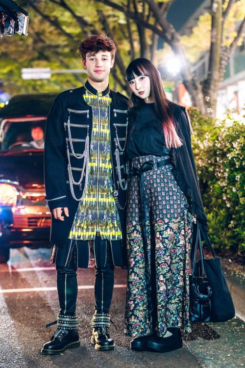 Cameron Dallas and Tokyo-based fashion model RinRin Doll on the street outside of the Acuod by Chanu