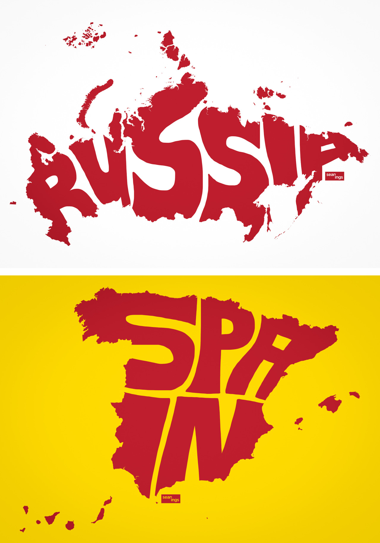 seanings:  Typographic Country Maps Buy These Shirts