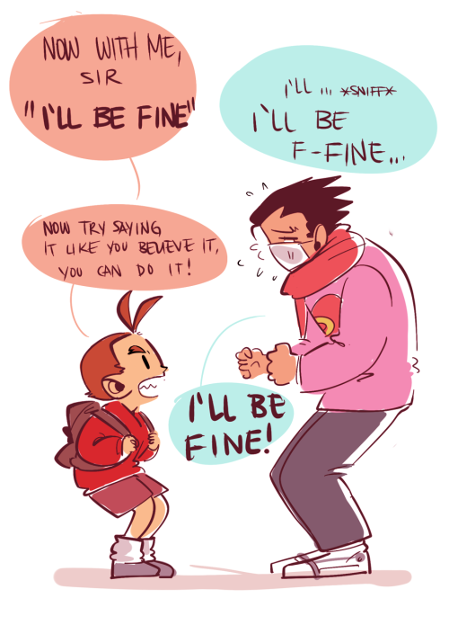tosquinha: Kid!Polly tries to help the sad dude he finds on his way to the District Court basement l
