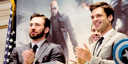 marvelassembles-deactivated2020: Sebastian Stan and Chris Evans ringing the NYSE-Opening-Bell&hellip