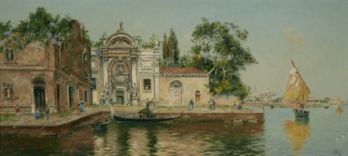 Antonio María de Reyna Manescau (1859–1937)A quiet Venetian canal