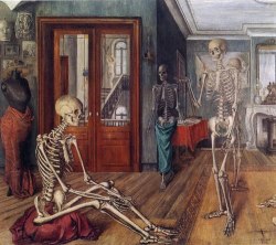Kirgiakos:  Paul Delvaux, “Large Skeletons”, Oil On Canvas, C.1944 