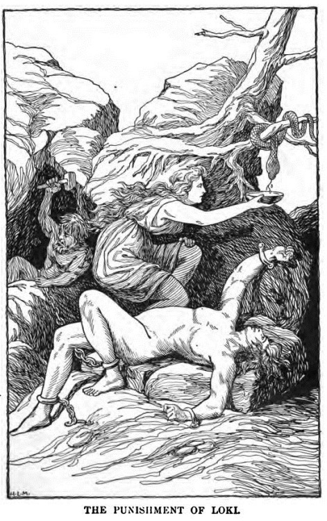 ‘The Punishment of Loki’, from “Asgard Stories-  Tales from Norse Mythology”