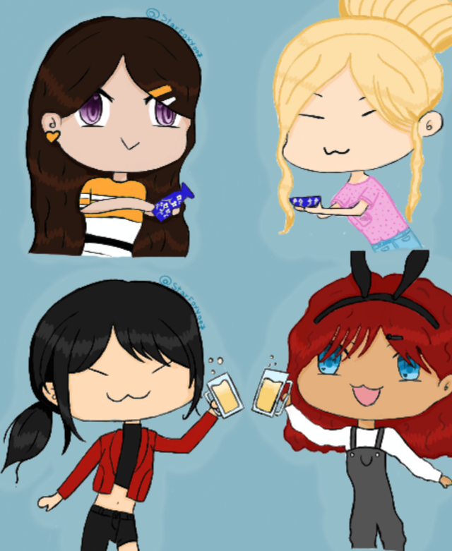 Finally finished with this chibiart of Nova, Ruby, Melody and the newest member Scarlet ✨❤ #ocs#drawing#art#chibiart#chibi#myocs#cuteart#cuteartstyle#beginner#artwork#digitaldrawing