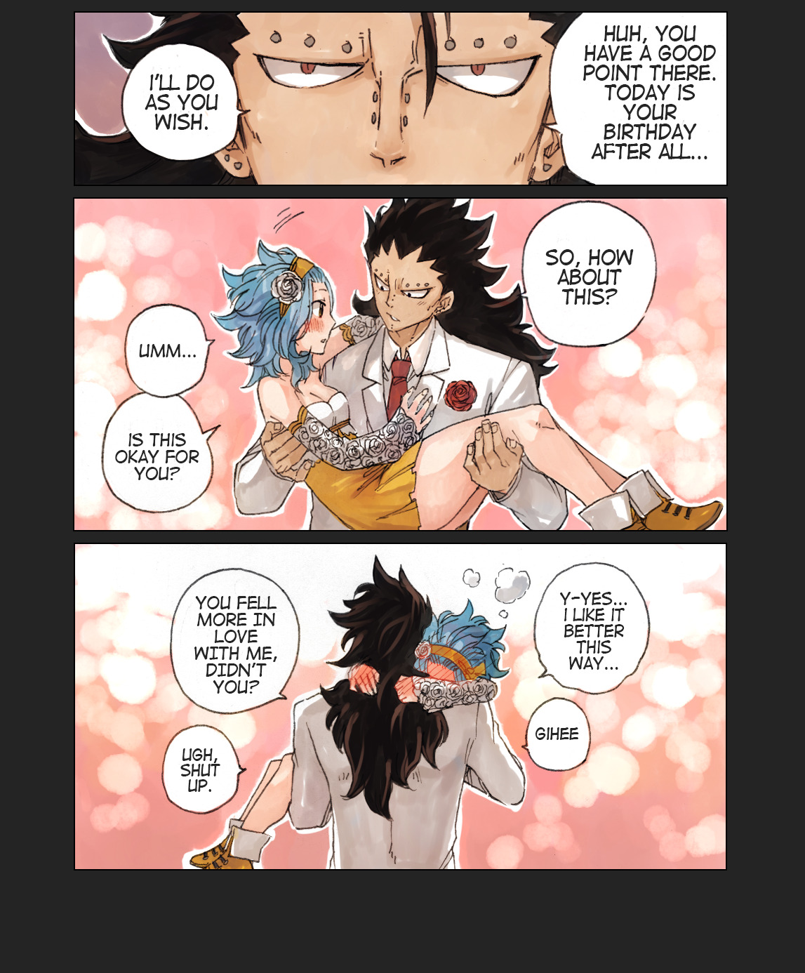 rboz:  Happy Birthday, LevyGajeel showing he’s a good boyfriend, even got Lucy