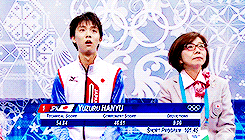 marksmcmorris:  Yuzuru Hanyu of Japan scores 101.45 in the men’s short program at the 2014 Olympics, beating his own world record 