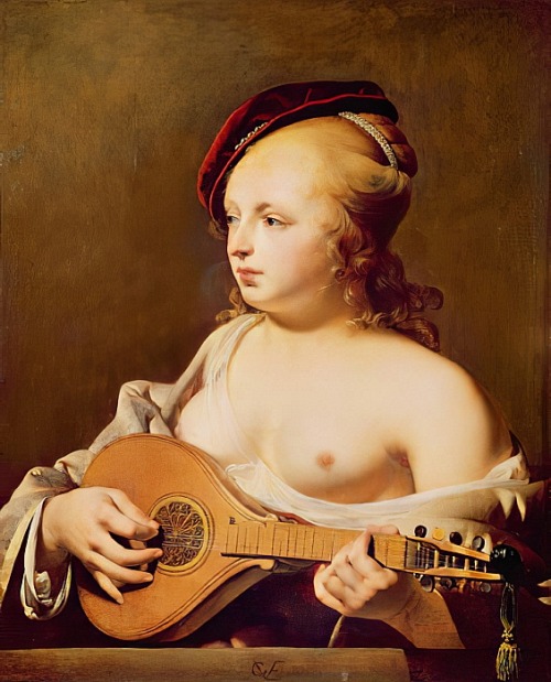 classic-nude-paintings: Cesar Boetius van Everdingen: The Cittern Player www.meisterdrucke.u