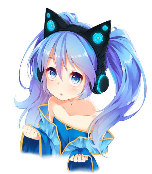 リーグ・オブ・レジェンド、sona buvelle、ロングヘア、ツインテール、ヘッドフォン、repachi、子供、猫耳、獣耳、縛られた髪、赤面、青い目、青い髪 | Sankaku Channel