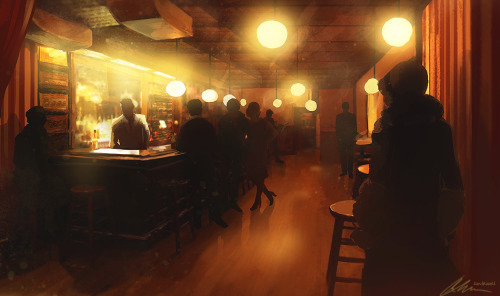 More (fake) Assassin’s Creed; late 1920s prohibition Detroit! speakeasy/blind pig scribble. i’d imag