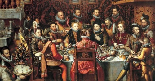 “The Royal Feast”,King Philip II of Spain (reigned 1554-1598) banqueting with his family