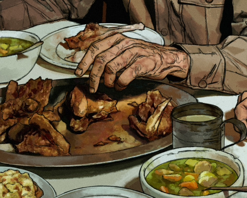 NCR Trooper Having Christmas Meal Back Home In New Cali. The Tiny Mess Room Was Decorated In Style. A