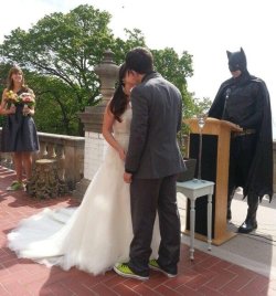 shinyponymod:  madmanwiththeimpala:  tea-in-the-tardis:  oldfuckingspook:  booratio:  baturday:  We are gathered here today to celebrate the bonds of Holy Batrimony.  real talk who wears chucks to their own wedding what are u 14  batman is officiating