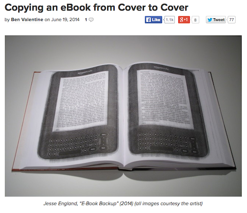 Ben Valentine gave my piece E-Book Backup a great write-up over at Hyperallergic. Thank you, Ben!