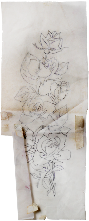 tssbnchn:An old drawing of a rose bouquet made by my mother