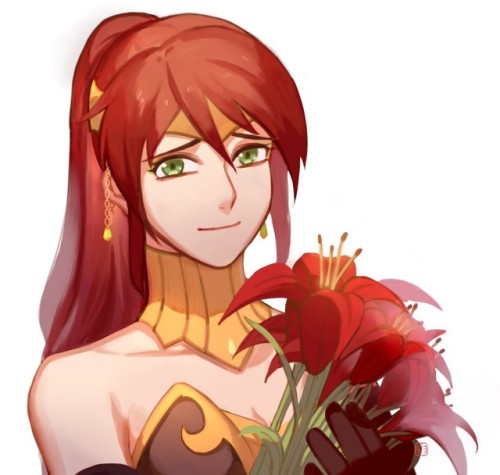 huolianlll:I think she’d be perfect for Red Lilies,And I changed the drawing method