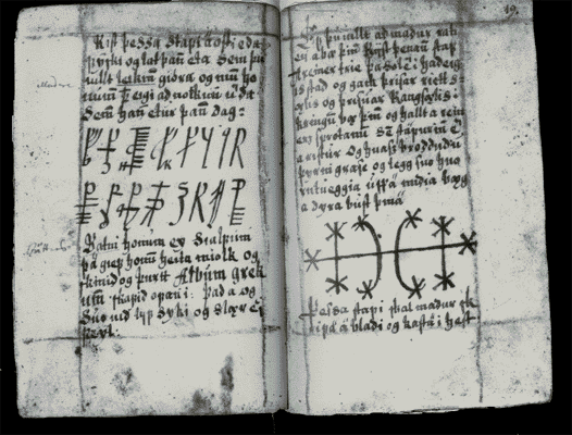 heathenbookofshades:  This grimoire is considered to be written in the 16th or 17 century. It was written by four male witches, three Icelanders and one Dane. This is a magical book that has been preserved, which contains the “black magic” and magic