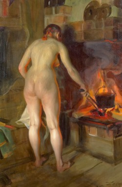 artbeautypaintings:  Cooking potatoes - Anders Zorn 