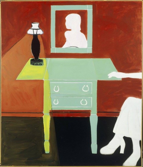 terminusantequem:Joan Brown (American, 1938-1991), The Vanity, 1973. Enamel on canvas, 84 in. x 72 1