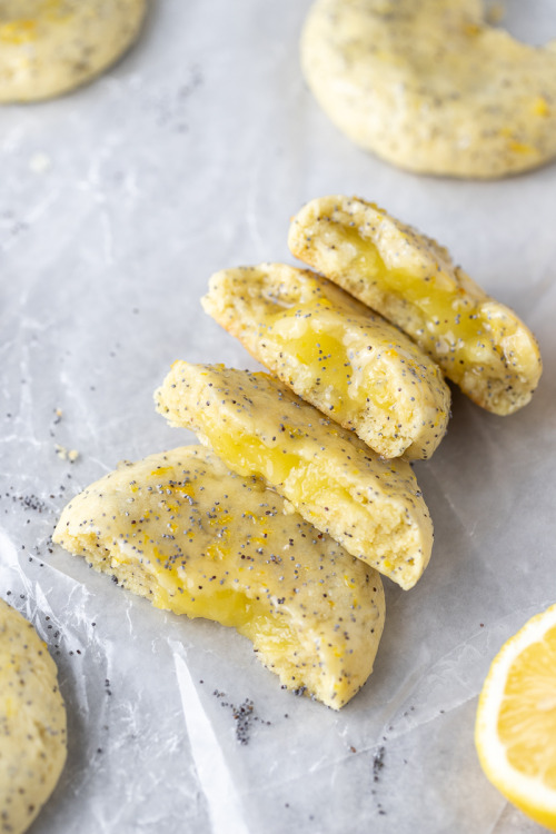 sweetoothgirl:  lemon poppy seed cookies with lemon curd filling