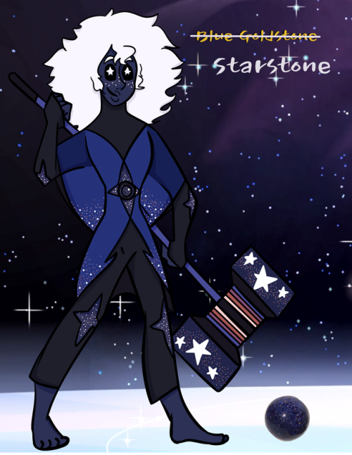 The Fusion of my gem ocs Sunstone and Moonstone, Starstone! (otherwise known as Blue Goldstone)