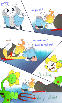 mooncatyao:  [Flowey-5] Grillby &amp; little Sans&lt;First part&gt;(Previous)/(NEXT)[GLS timeline]You can support me on KO-FI ~ ☕  About detail~