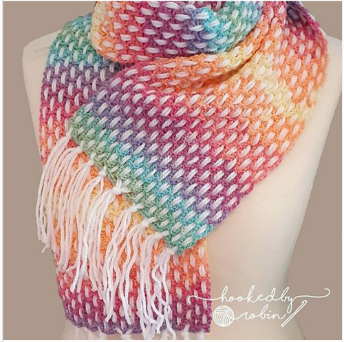 ericacrochets:Woven Overlay Scarf by Hooked by RobinFree Crochet Pattern Here *** Video Pattern Only