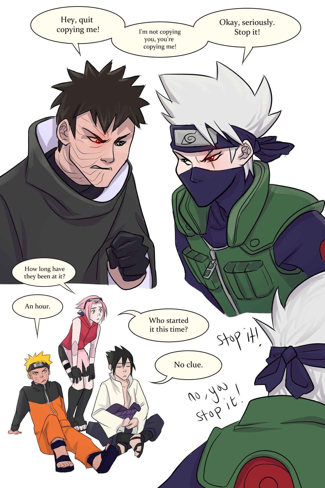 Dailynarutoimagines — Parenting headcanons for Obito and Kakashi please?