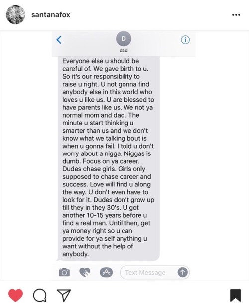 thesnobbyartsyblog: A text from Prodigy to his daughter. Someone might benefit from reading this.