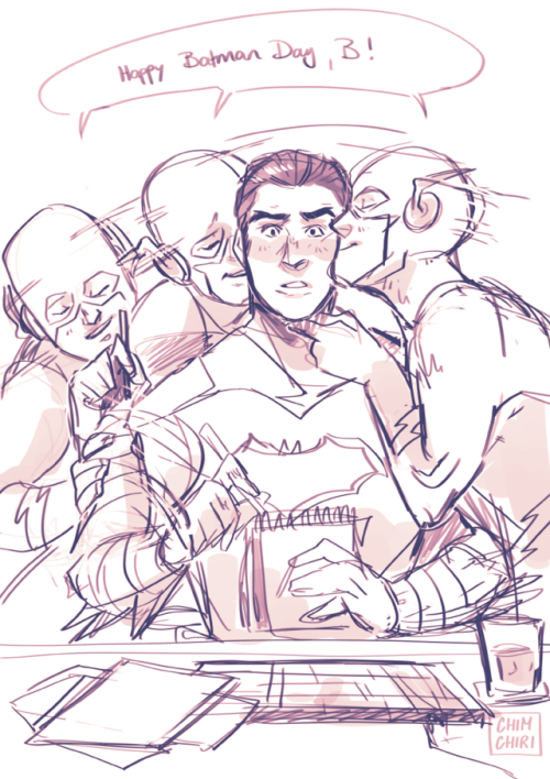 Happy (late) Batman Day !Initially I wanted to draw all the JL members giving Bruce a kiss but I kin