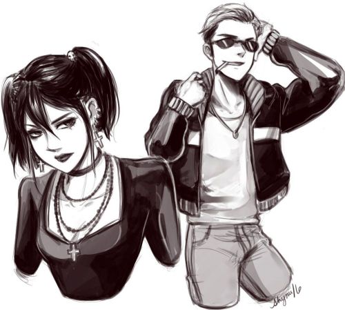 shynii:  posted this on twitter but not here - goth!mikasa and bad-boy!jean, thank you isayama 