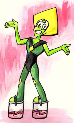 alatusaquae:  OMG PERIDOT STOOD ON PAINT CANS IN CANON SHE IS SO ADORABLE (the joke is that when I cosplayed footless Peridot, I did so by having one foot standing on a paint can) 