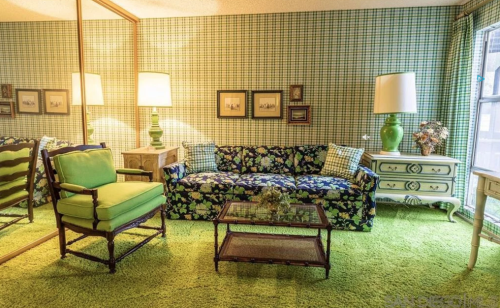 Lime-green interiors from a 3-bedroom condo in Ramona, CA, c. 1974.