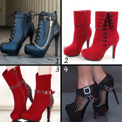 ideservenewshoesblog:  Glamorous Shining Rhinestone Ankle Boots - Black Red