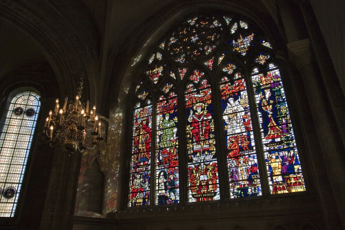 stainedglassforever:Stained glass in St. Anselm’s Chapel in Canterbury Cathedral. Photo by Dmitry Sh