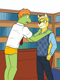 Blaise Scrambles To Find The Librarian, Not Caring About His Current Pant-Less Predicament. 