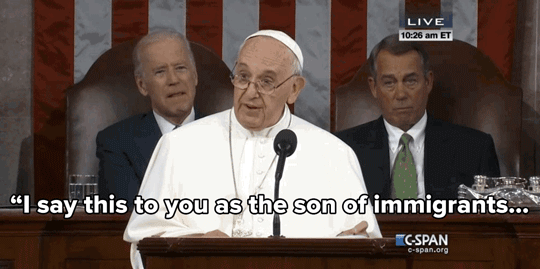 kristenwiiggle:  micdotcom:  Watch: Pope Francis urges the U.S. to embrace immigrants