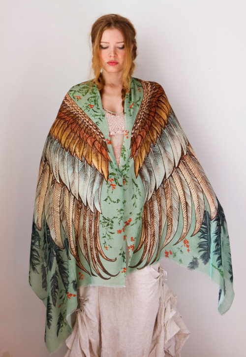 fuck-yeah-online-shopping: Hand-Painted Wing Scarf ($60.00)