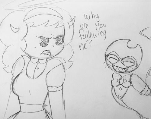 licoriceblackaliceangel: (( here’s some Alice and Cheshire bendy doodles !!