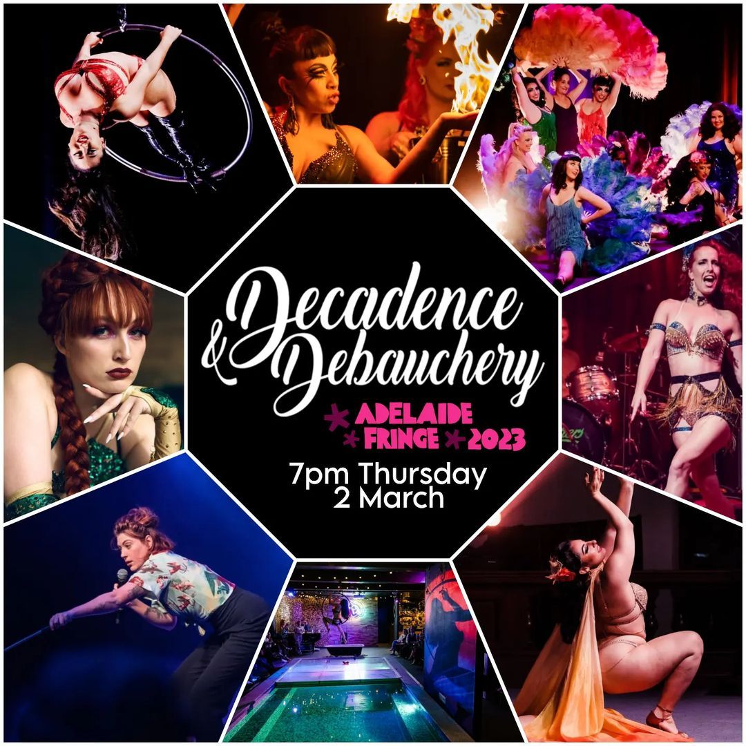 <p>We kick off THIS THURSDAY!!! <br/>
✨✨✨<br/>
So excited to be returning to our beloved @nineteentenadl! <br/>
✨✨✨<br/>
And what a lineup this Thursday! Join us to be delighted by<br/>
💙@frankiemcnair_ (MC) <br/>
💙@cirquesongstress <br/>
💙@kellyanndoll <br/>
💙@jazida.burlesque<br/>
💙@saramartiniverse <br/>
💙@artemisseven <br/>
💙@fabulousfandancers <br/>
💙@cherrybomb_x <br/>
✨✨✨<br/>
Join us later in the week to also see @lyralabelle (Friday, Saturday, Sunday),  @liz_baker_dance (Saturday, Sunday)…  and more incredible artists to be announced soon<br/>
✨✨✨<br/>
Decadence & Debauchery @jazidaproductions is at Nineteen Ten  for all these dates<br/>
💙Thursday 2 March 7pm<br/>
💙Friday 3 March 11pm<br/>
💙Saturday 4 March 11pm<br/>
💙Sunday 5 March 4pm<br/>
💙Thursday 9 March 11pm<br/>
💙Friday 10 March 11pm<br/>
💙Saturday 11  March 11pm<br/>
💙Sunday 12 March 4pm<br/>
💙Thursday 16 March 11pm<br/>
💙Friday 17  March 11pm<br/>
💙Saturday 18 March 11pm<br/>
💙Sunday 19 March 8pm<br/>
✨✨✨<br/>
@adlfringe #decadenceanddebauchery #adelaidefringe #adlfringe #decanddeb #jazidaproductions  (at Adelaide, South Australia)<br/>
<a href="https://www.instagram.com/p/CpMc6eiLKd4/?igshid=NGJjMDIxMWI=">https://www.instagram.com/p/CpMc6eiLKd4/?igshid=NGJjMDIxMWI=</a></p>