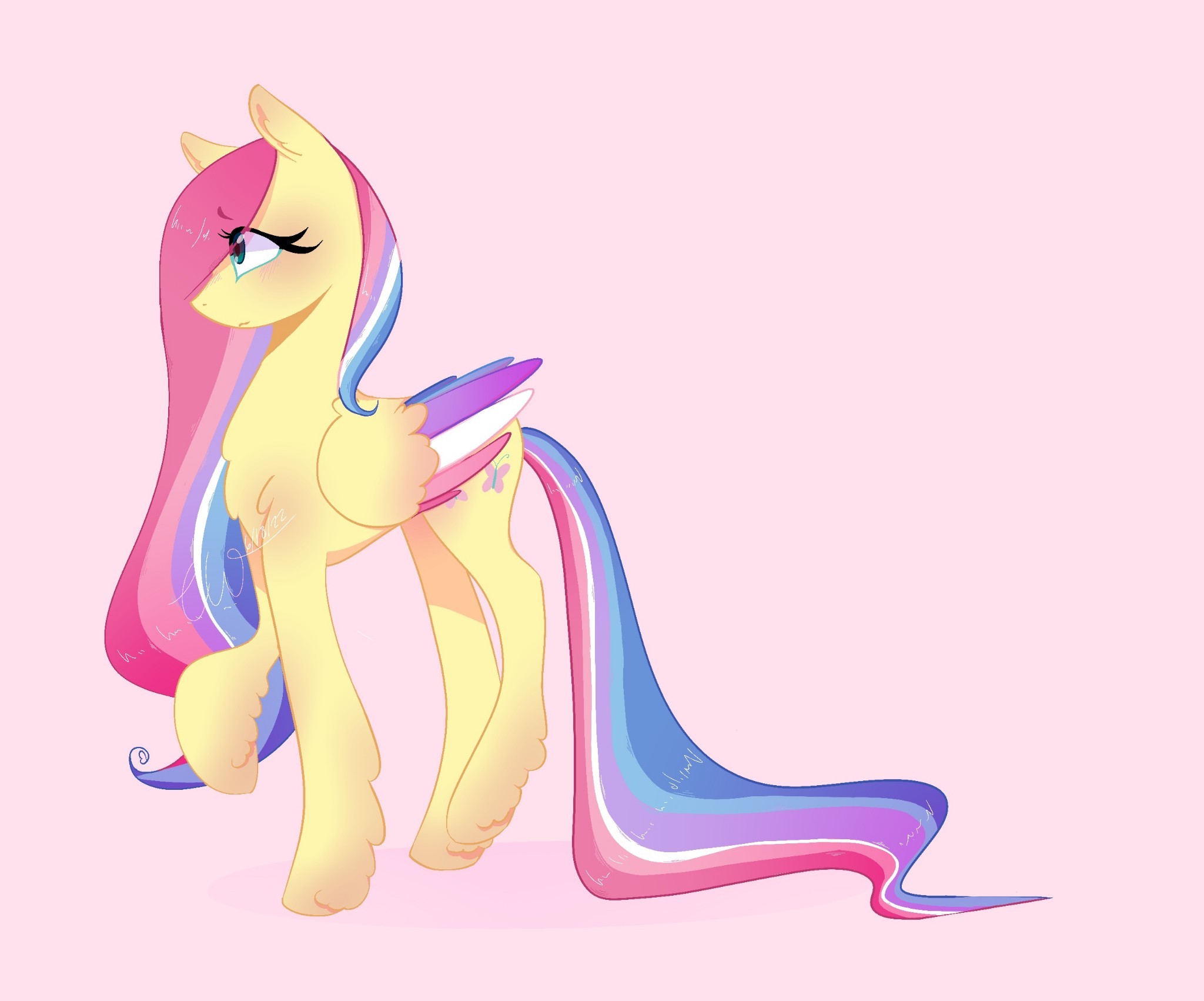 chrysaliswife:♡♡♡♡♡ ♡♡♡Here’s the next addition to the mlp pride parade! Carrying the inclusive lgbt flag flying ahead is nonbinary rainbow dash and on the ground is fluttershy with the bigender flag!We’ve only got 2 of the