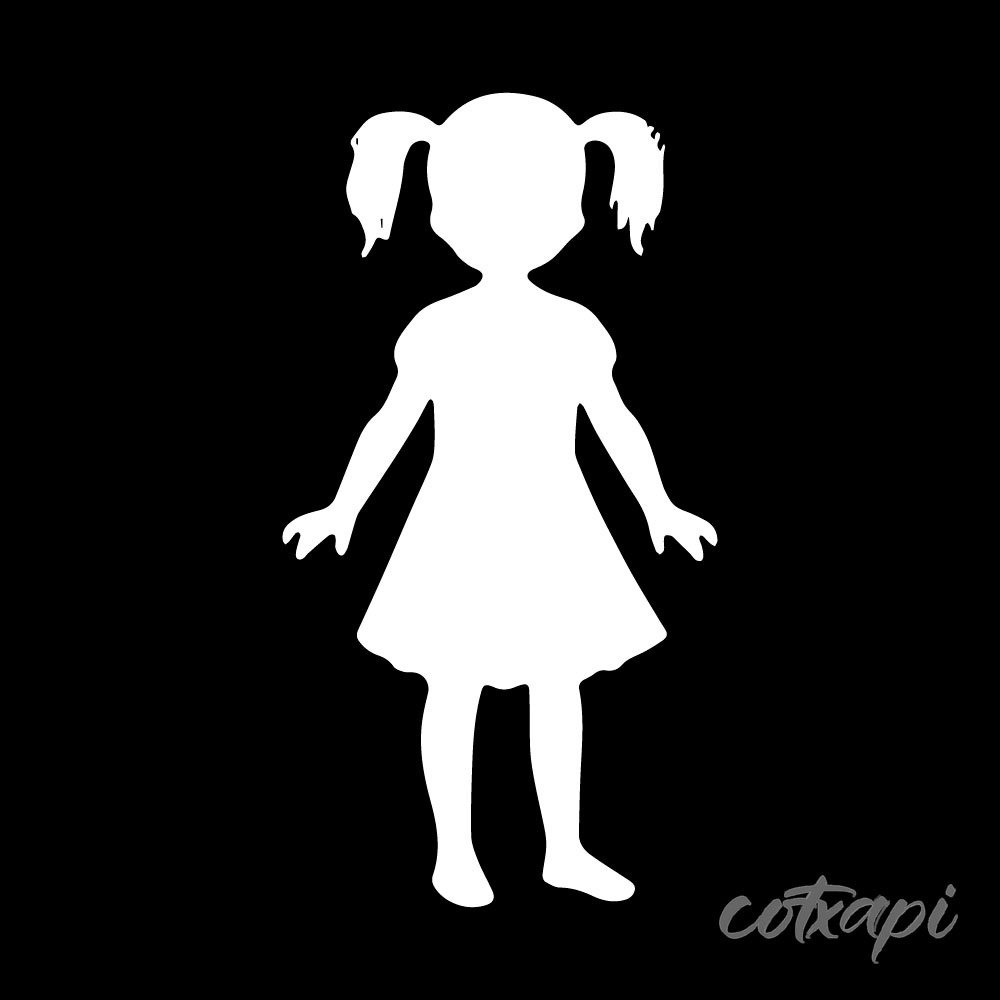 Kids Girls Boys icon in vector art Black white outline art