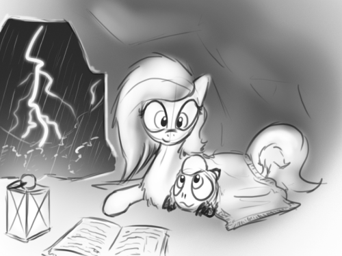 ask-sapphire-and-greyzeek:  There’s a heavy storm going on out there right now, wish I had my best friend here to hide with.  ;w; HNNNNG <3