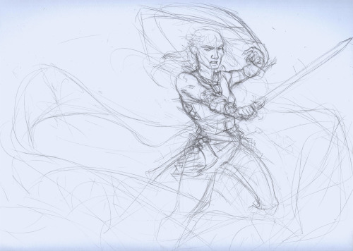 Pencil sketches. Uuuh, WIPs. Floaty fabric. Behold, my messy pencil-work. Why I rarely share it.&hel