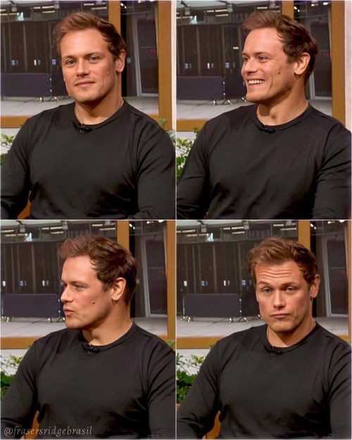 frasersridgebrasil: Sam Heughan na entrevista de hoje, para a bbc. ( Prints de tela do vídeo 