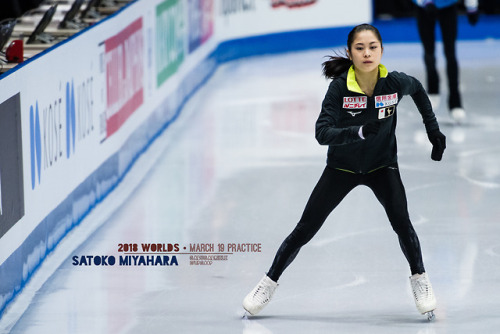 Satoko Miyahara in practice on Monday, first day of 2018 World Figure Skating Championships in Milan