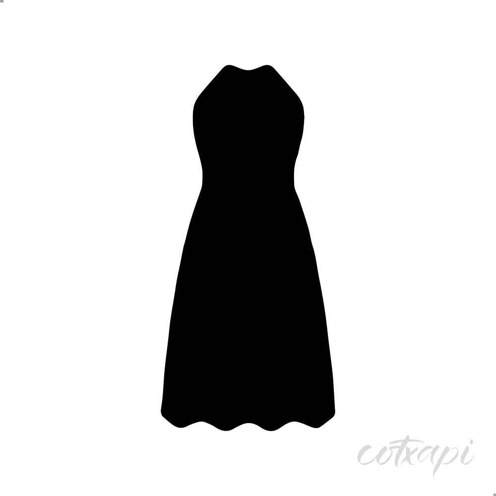 Girl Woman Ladies Dress Design Fashion Clothing Icon Set in Vector Dress Illustration Outline Art
