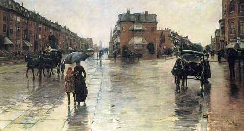 A Rainy Day in Boston, 1885, Childe HassamMedium: oil,canvas