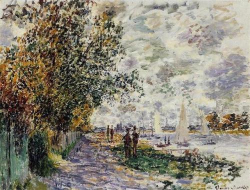 claudemonet-art:  The Riverbank At Petit-Gennevilliers 1875 Claude Monet